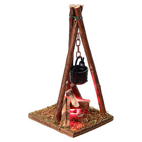 Feuerstelle mit roter LED-Beleuchtung, feste Lichtquelle – für 10–12 cm Krippe