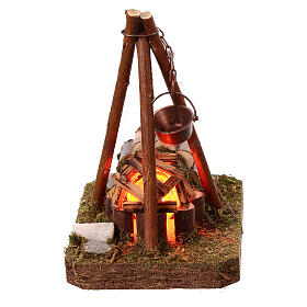 Fire scene with flickering light for 10-12 cm Nativity Scene, h 12 cm