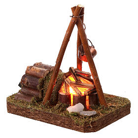 Fire scene with flickering light for 10-12 cm Nativity Scene, h 12 cm