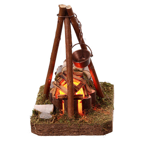 Fire scene with flickering light for 10-12 cm Nativity Scene, h 12 cm 1