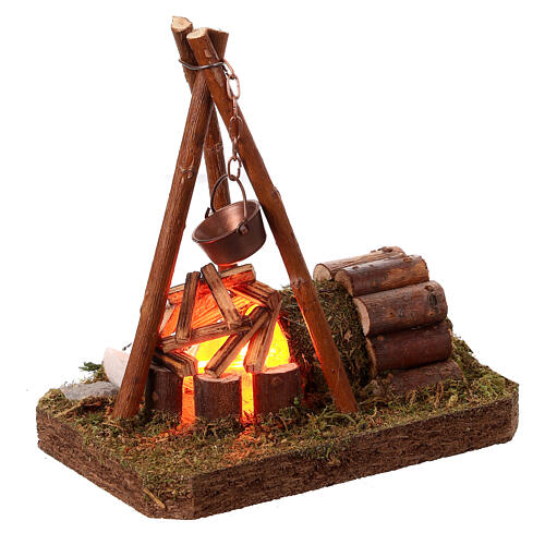 Fire scene with flickering light for 10-12 cm Nativity Scene, h 12 cm 3