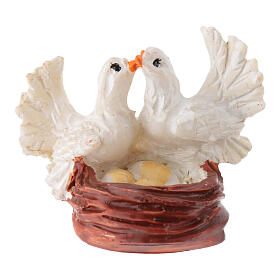 Set of 2 pigeons with nest, 2 cm, resin, for 10-12 cm Nativity Scene