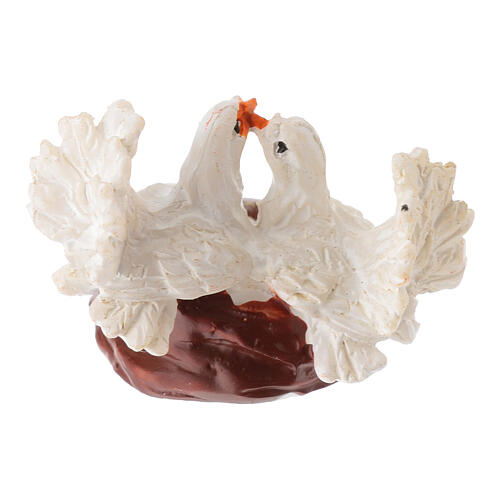 Due piccioni con nido 2 cm resina per presepe 10-12 cm 2