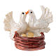 Due piccioni con nido 2 cm resina per presepe 10-12 cm s1