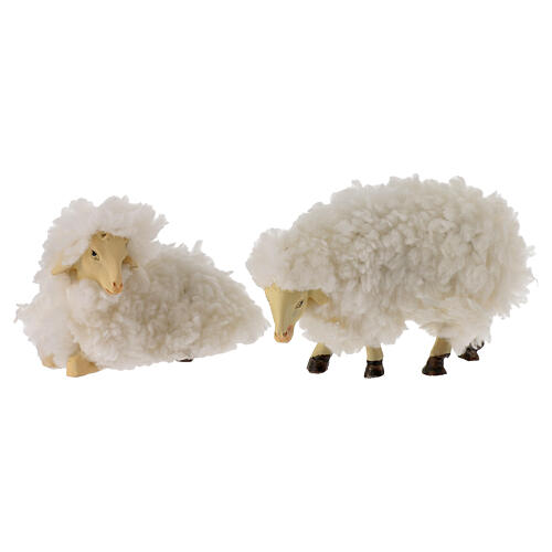 Set of 5 sheeps with wool, h 6 cm, for 10-12 cm Nativity Scene 2