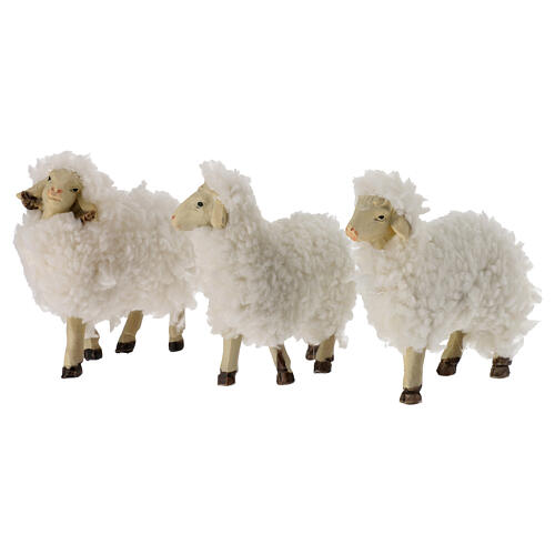 Set of 5 sheeps with wool, h 6 cm, for 10-12 cm Nativity Scene 3