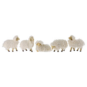 Set 5 pecore con lana 6 cm per presepe 10-12 cm