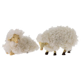 Set 5 pecore con lana 6 cm per presepe 10-12 cm