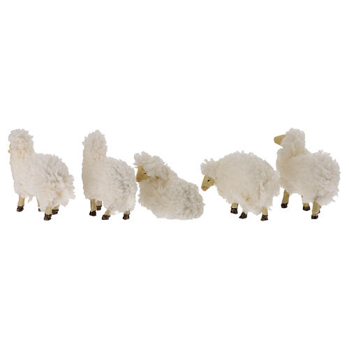 Set 5 pecore con lana 6 cm per presepe 10-12 cm 4