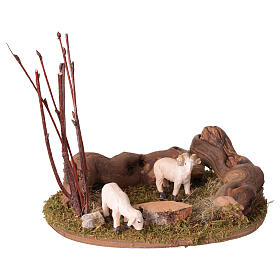 Pecorelle con ambientazione 3 cm per presepe 10-12 cm