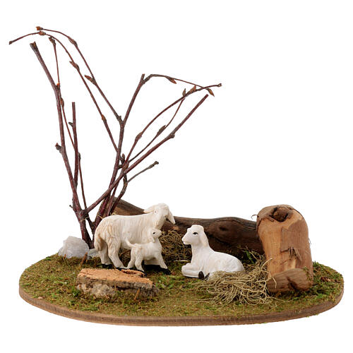 Pecorelle con ambientazione 3 cm per presepe 10-12 cm 1