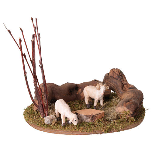 Pecorelle con ambientazione 3 cm per presepe 10-12 cm 1