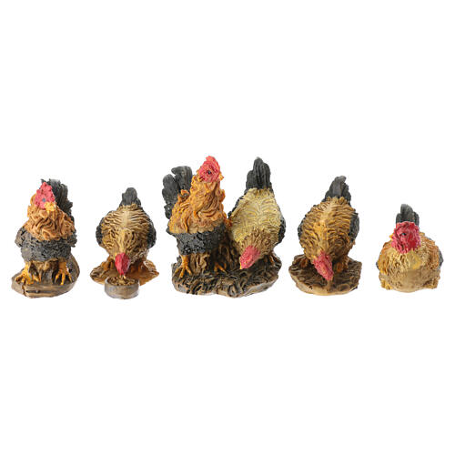 Set of 5 chickens for 10-12 cm Nativity Scene, 5 cm 1