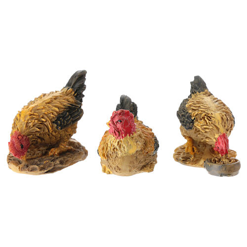 Set of 5 chickens for 10-12 cm Nativity Scene, 5 cm 3