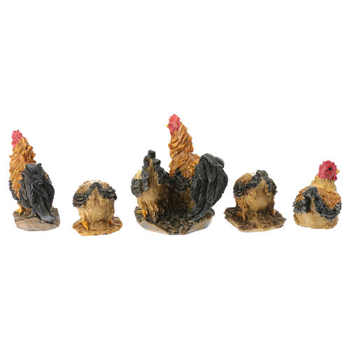 Set of 5 chickens for 10-12 cm Nativity Scene, 5 cm 4