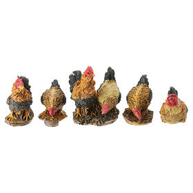 Conjunto 5 peças galinhas 5 cm para presépio 10-12 cm