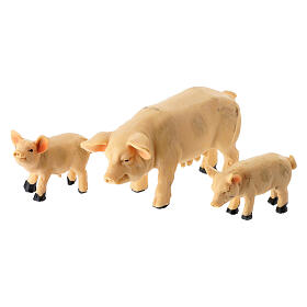 Schweine, 3-teiliges Set aus Resin – für 10–12 cm Krippe