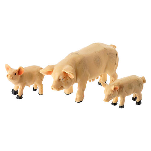 Set 3 pezzi resina maiali per presepe 10-12 cm 2