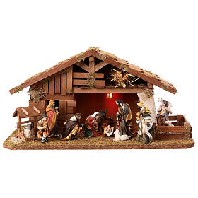 Stall mit Geburt-Christi-Figuren und Innenbeleuchtung – 25 × 50 × 25 cm
