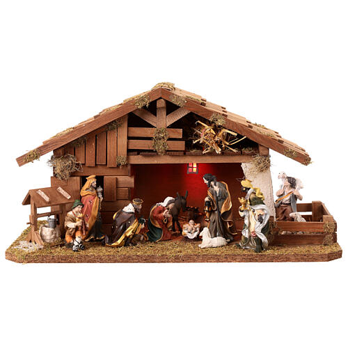 Cabane Nativité avec statues 25x50x25 cm 1