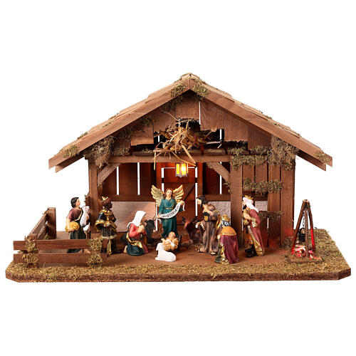 Stall für die Geburt Christi mit 10-cm-Figuren – 30 × 55 × 30 cm 1