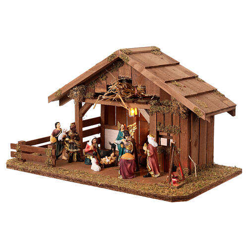 Stall für die Geburt Christi mit 10-cm-Figuren – 30 × 55 × 30 cm 3