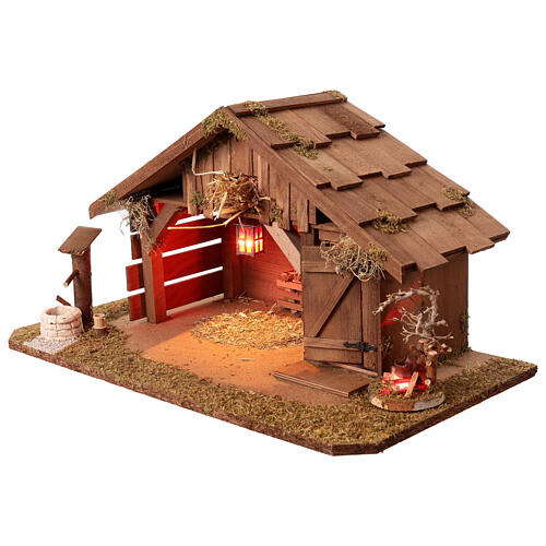Wooden stable for Nativity Scene, 30x55x30 cm 4