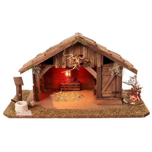 Empty wooden nativity scene stable 30x55x30 cm 1