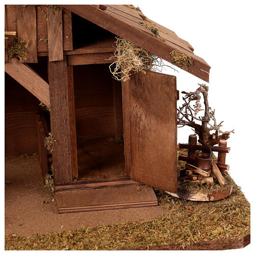 Empty wooden nativity scene stable 30x55x30 cm 2