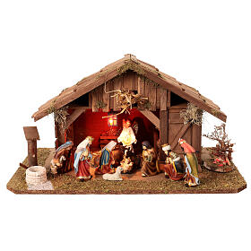 Nativity stable with 10 cm figurines, 30x55x30 cm