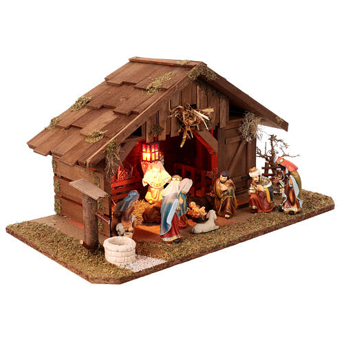 Nativity stable with 10 cm figurines, 30x55x30 cm 3