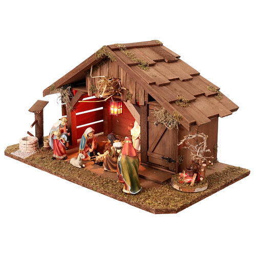 Nativity stable with 10 cm figurines, 30x55x30 cm 5