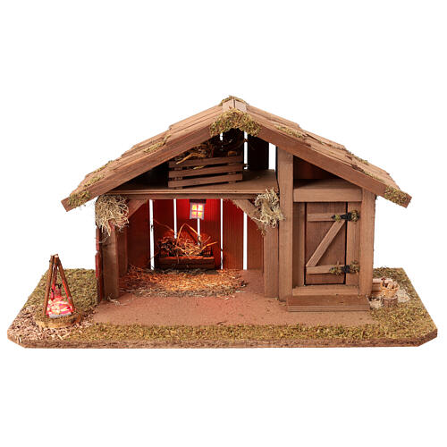 Empty Nordic style nativity stable 25x50x25 cm 1