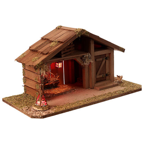 Empty Nordic style nativity stable 25x50x25 cm 3