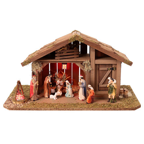 Stable with resin figurines, 25x50x25 cm 1