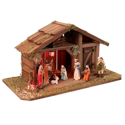 Stable with resin figurines, 25x50x25 cm 3