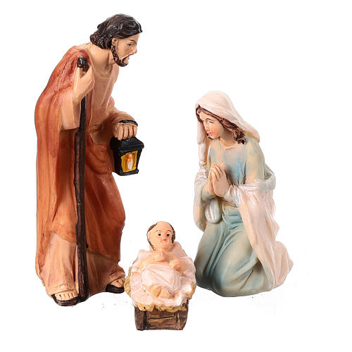 Stable with resin nativity scene figurines 25x50x25 cm 2