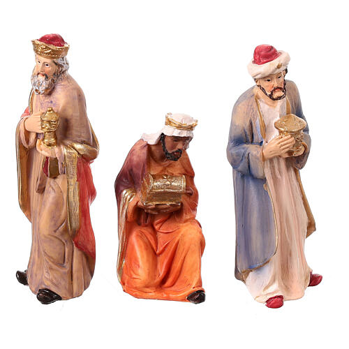 Stable with resin nativity scene figurines 25x50x25 cm 4