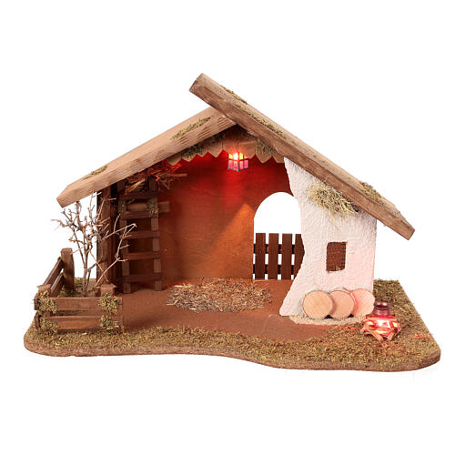 Wooden stable for 10-12 cm Nativity Scene, empty setting, 30x50x30 cm 1