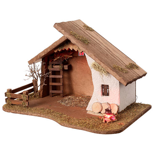 Wooden stable for 10-12 cm Nativity Scene, empty setting, 30x50x30 cm 2