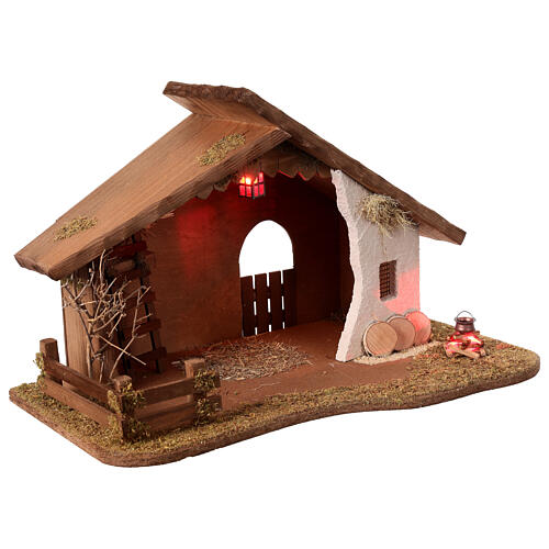 Wooden stable for 10-12 cm Nativity Scene, empty setting, 30x50x30 cm 3