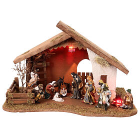 Nativity scene stable with 10-12 cm set 30x50x30 cm