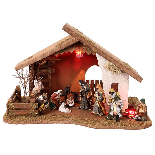 Nativity scene stable with 10-12 cm set 30x50x30 cm 1