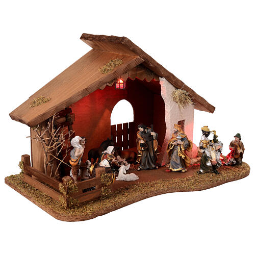 Nativity scene stable with 10-12 cm set 30x50x30 cm 3