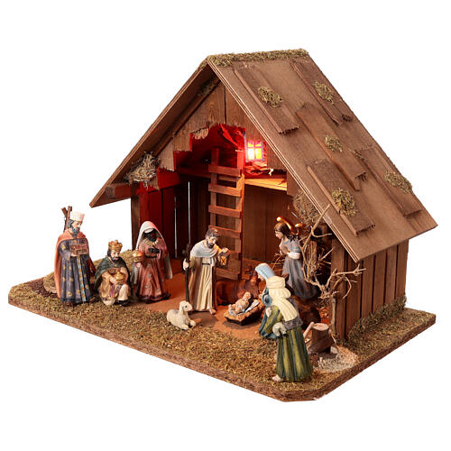 Nativity stable with 10 cm figurines, 30x50x30 cm 5