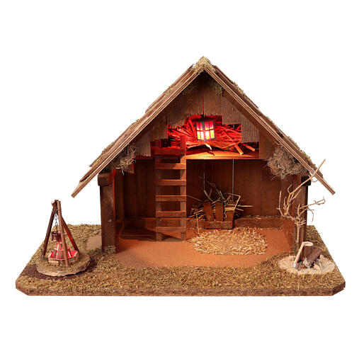 Nativity stable with 10 cm figurines, 30x50x30 cm 8