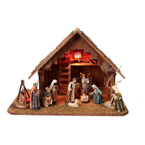 Cabane Nativité 30x50x30 cm avec santons 10 cm 1