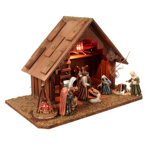 Cabane Nativité 30x50x30 cm avec santons 10 cm 3