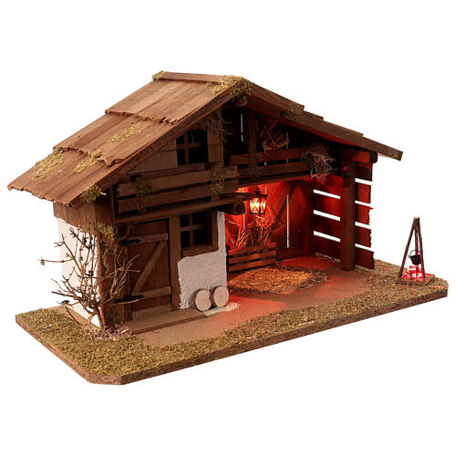 Empty stable for 10-12 cm Nativity Scene, wood, 35x60x30 cm 3