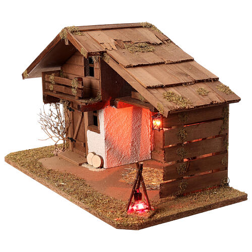 Empty stable for 10-12 cm Nativity Scene, wood, 35x60x30 cm 4